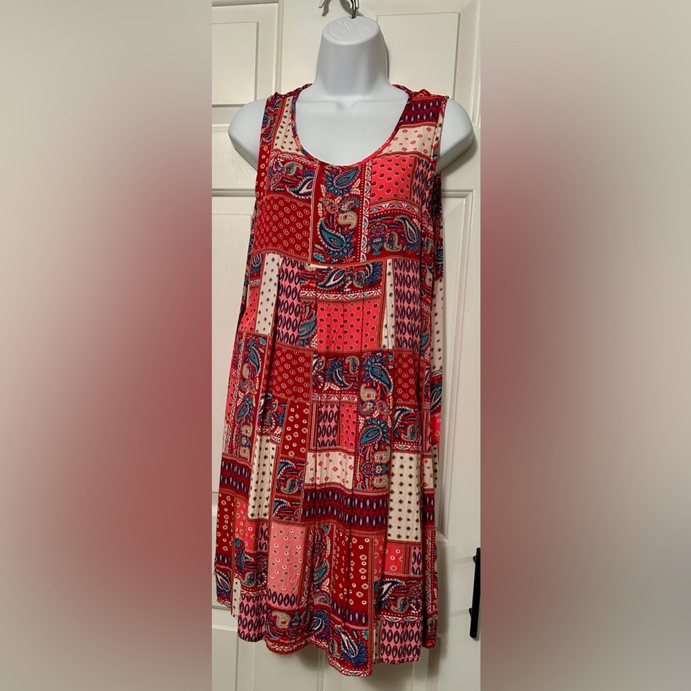 Patchwork Sleeveless Dress - multicolored